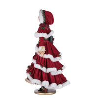 Left hand side view of the handcrafted 32" Mrs. Claus holiday doll with jeweled appliqués from Katherine's Collection Holiday Magic 2024 to 2025 Christmas Decor collection