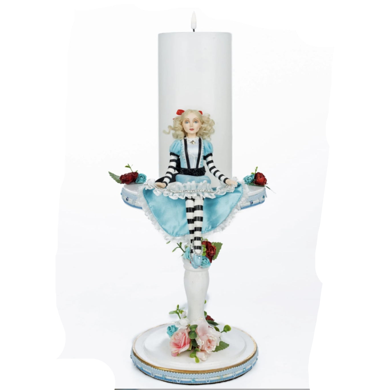 Tiny Blue Alice Pillar Candle in Pastel by Katherine's Collection – Handcrafted Decorative Candle (SKU 28-428138 | GTIN 810074126960)