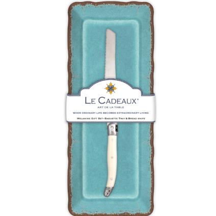 Antiqua Turquoise Baguette Tray & Laguiole Knife Gift Set GS-BT-ATQT