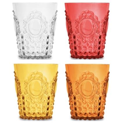 Baci Milano Baroque & Rock Limited Edition Red Collection Acrylic Four (4)-Piece Water Tumbler Set