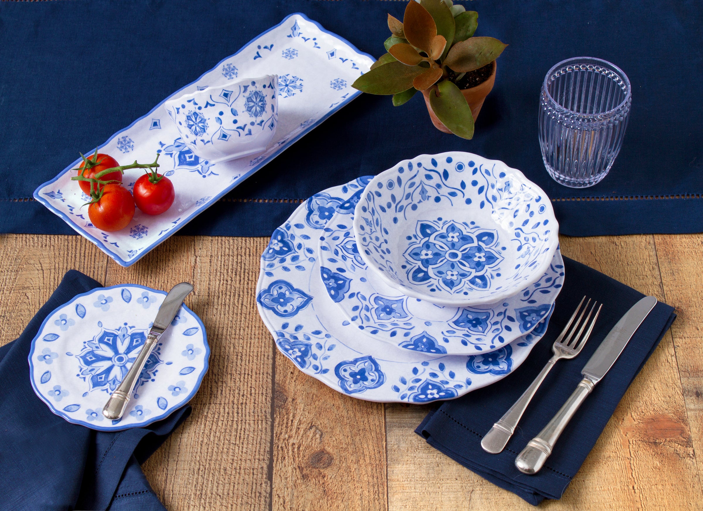 Moroccan Blue Baguette Tray 298MRCB