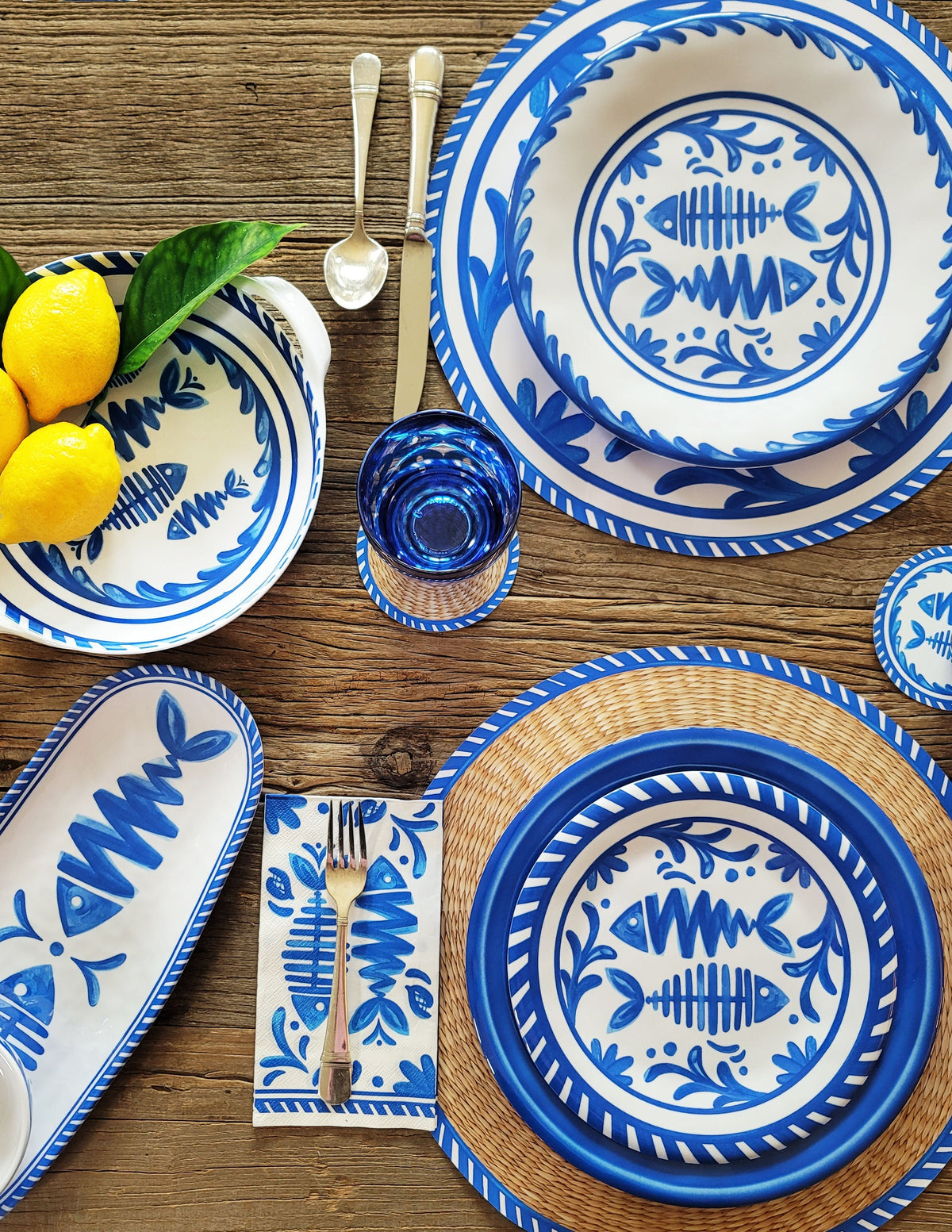 Le Cadeaux Mediterraneo Platter, Dinner Plates, Placemats and Buffet Napkins