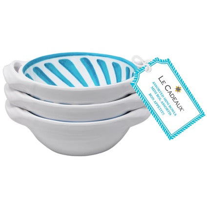 Sicily Teal Mini Two Handled Bowls Set - Thumbnail 5