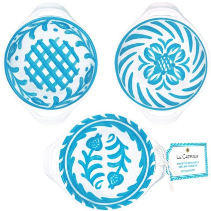 Sicily Teal Mini Two Handled Bowls Set