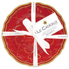 Le Cadeaux Bellini Red and gold round appetizer plate set with ribbon 