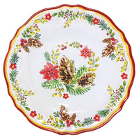 119NOEL-Le-Cadeaux-Noelle-9_-Salad-Plate-with-pinecones-poinsettas-greenery-119NOEL-810266029901-Le-Cadeaux-Noelle-Salad-Plates-Accent-Plates-Set