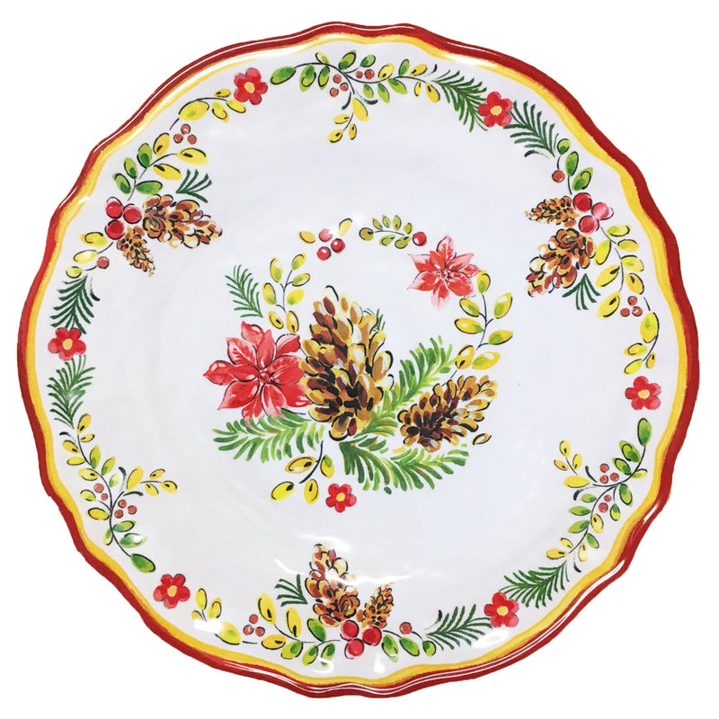 119NOEL-Le-Cadeaux-Noelle-9_-Salad-Plate-with-pinecones-poinsettas-greenery-119NOEL-810266029901-Le-Cadeaux-Noelle-Salad-Plates-Accent-Plates-Set