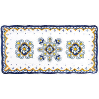 297SOR Decorative Le Cadeaux Sorento rectangular plate with floral patterns on a white background