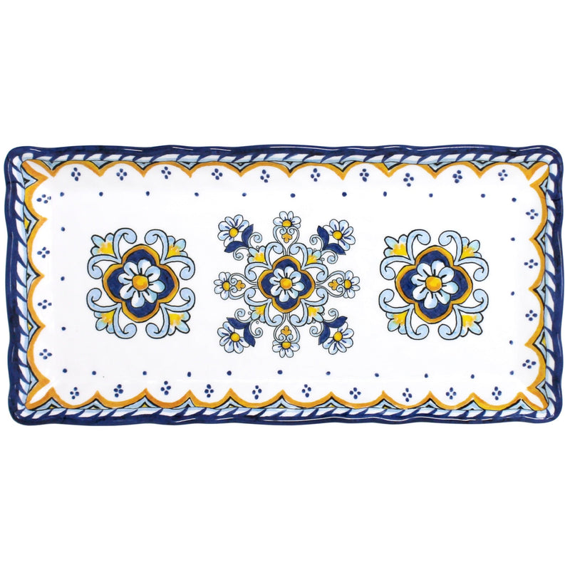 297SOR Decorative Le Cadeaux Sorento rectangular plate with floral patterns on a white background