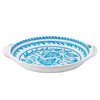 le cadeaux Sicily teal serving bowl with blue floral patterns on a white background