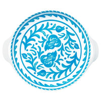 388SCT+le+cadeaux+Sicily+Teal+16+inch+"+Large+Shallow+Handled+serving+Bowl-side-view