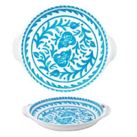 388SCT+le+cadeaux+Sicily+Teal+16+inch+"+Large+Shallow+Handled+serving+Bowl