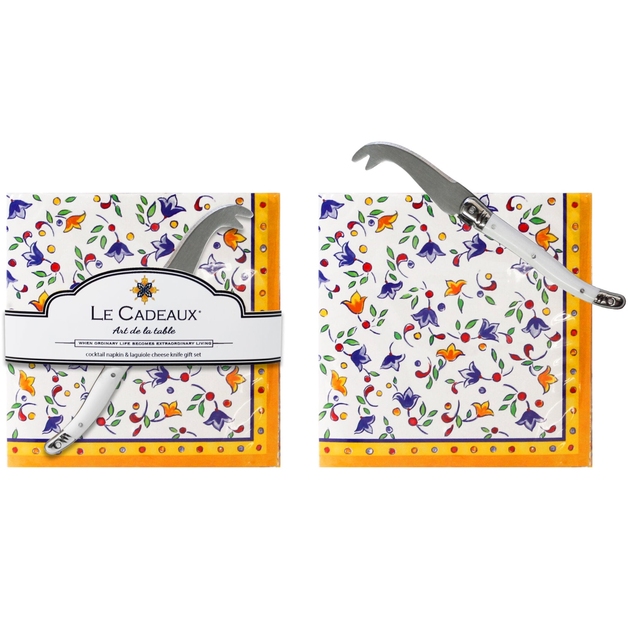 Le Cadeaux Capri Cocktail Napkin and Cheese Knife