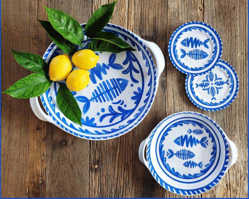 810056678128+Le+Cadeaux+Mediterraneo_388MDT_16+inch+shallow+two+handled+serving+bowl+collection