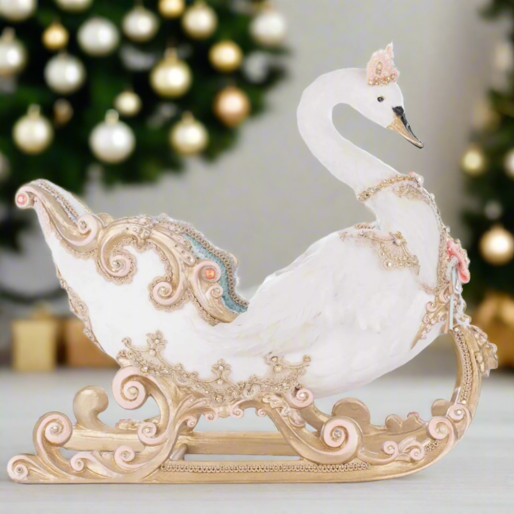 Katherine's Collection Joyeux Noel Swan Sleigh - Thumbnail 4