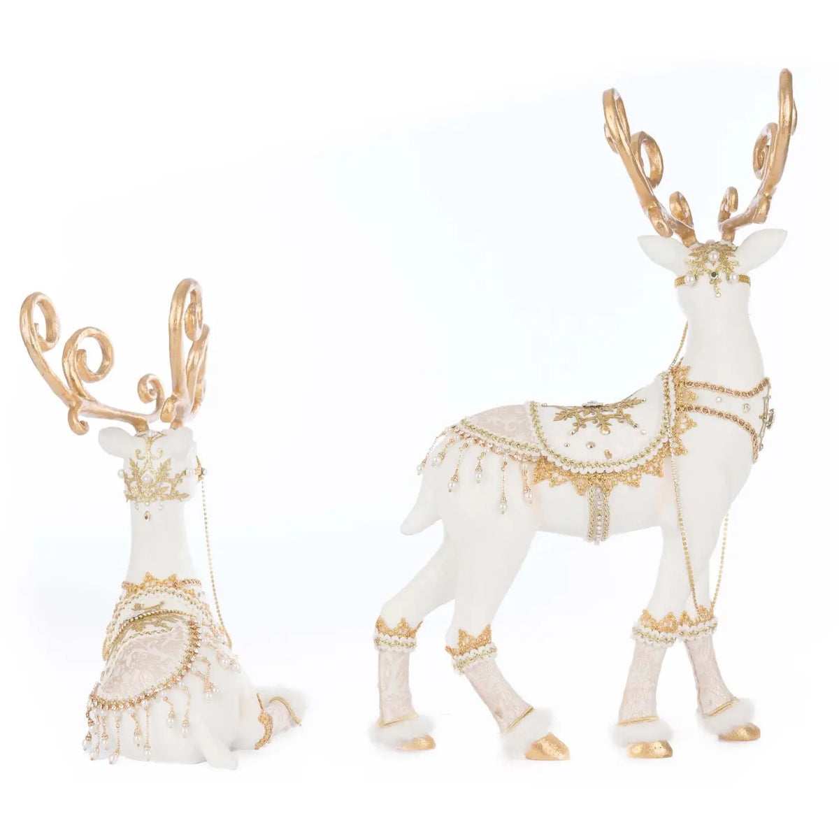 Katherine’s Collection white and gold Christmas deer set upcoming holiday 28-528756