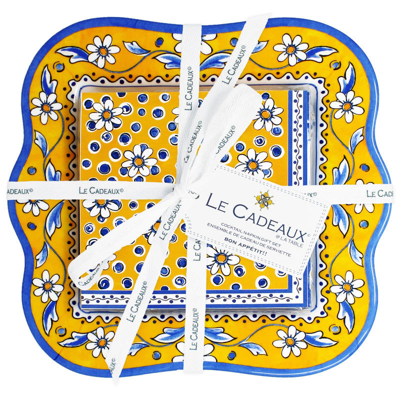CCGS-206BEN+Le+Cadeaux+Benidorm+Cocktail+Napkin+Holder+Gift+Set
