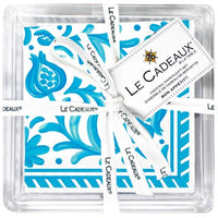 CCGS-AC-SCT25+le+cadeaux+Sicily+Teal+Cocktail+Napkins+Acrylic+Holder