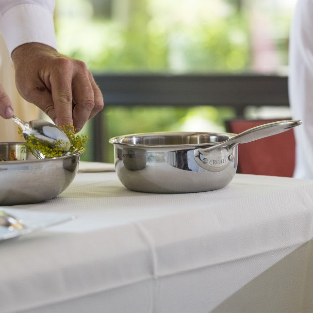 Professional cookware in a gourmet kitchen-Cristel-made-in-france-C22CPF-3.1QT-2.5QT-Sauce-Pan-Saucepan-UPC:0848395063619
