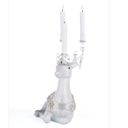 Crystal Christmas Sitting Deer Candle Holder 28-428300 - Thumbnail 2