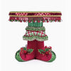 Katherine’s Collection Elf Boots Cake Plate (SKU 28-428347, GTIN 810074128339) with velvet elf shoes, sequins, jingle bells, and holly leaf tray.