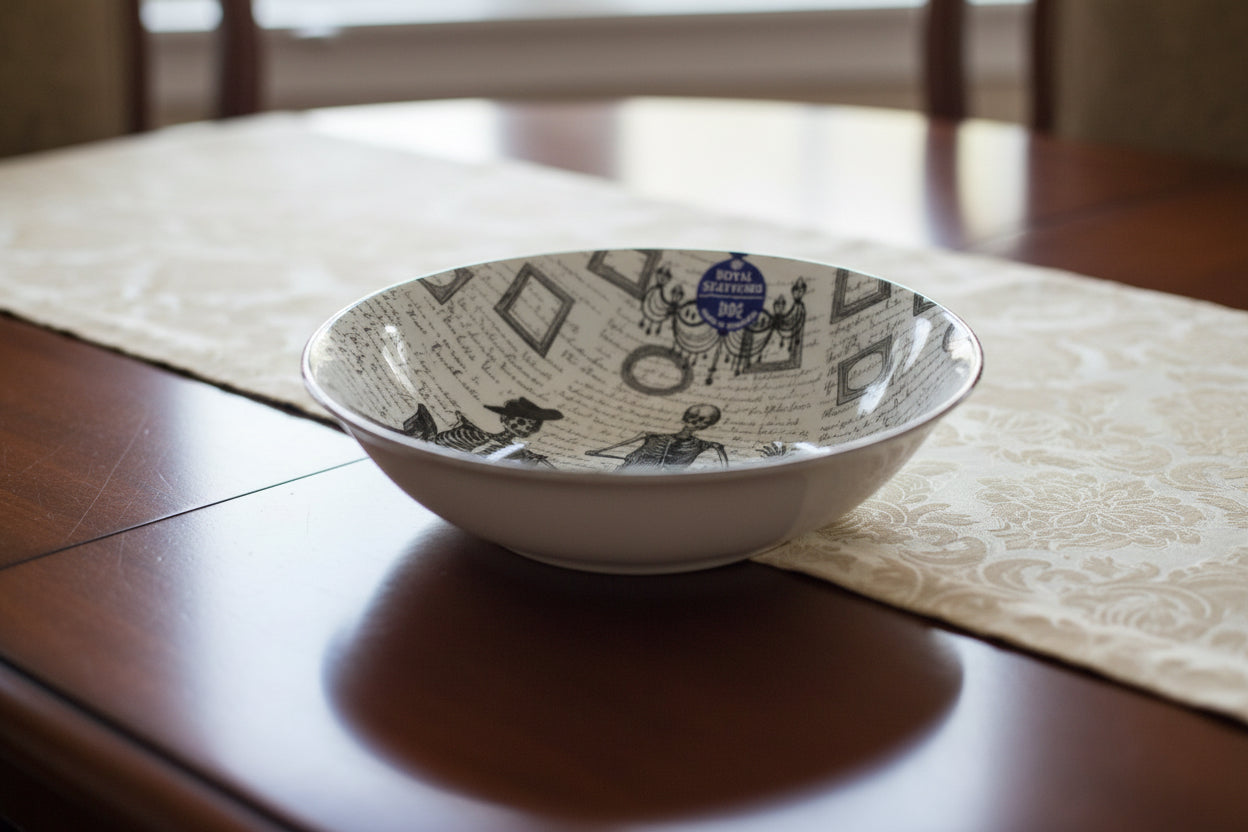 Royal Stafford spooky dining set with Bookbinder Skull Series