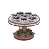 Close-up of gold-tipped pinecones embellishing the North Country Cake Plate, SKU 28-428267, GTIN 810074127806