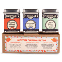 Three-pack of Spicewalla chili flakes in gift packaging, perfect for spice lovers and home chefs.