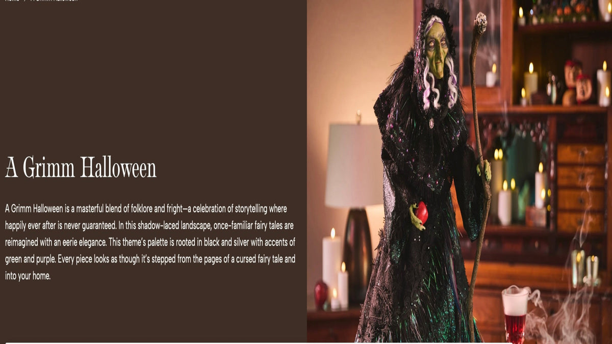 Katherines-Collection-Halloween-A-Grimm-Halloween-Collection-themes palette is rooted in black and silver with accents of green and purple.  Every piece looks like it's stepped from teh pages of a cursed fairy tale and into your home. 