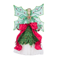 Back view of jewel-adorned angel wings on Katherine’s Collection Holly Berry Fairy Tree Topper.
