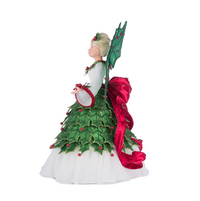 Katherine’s Collection Holly Berry Fairy Tree Topper in Village of Holly Woods holiday decor scene.