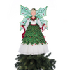 Sparkled holly embellishments and tulle fabric detail on Katherine’s Collection Holly Berry Fairy Tree Topper.