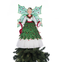 Sparkled holly embellishments and tulle fabric detail on Katherine’s Collection Holly Berry Fairy Tree Topper.