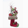 Hand sculpted resin Holly Woods Elf Boots Tabletop Container, SKU 28-428358, GTIN 810074128391.