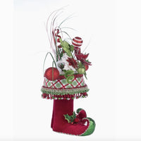 Hand sculpted resin Holly Woods Elf Boots Tabletop Container, SKU 28-428358, GTIN 810074128391.