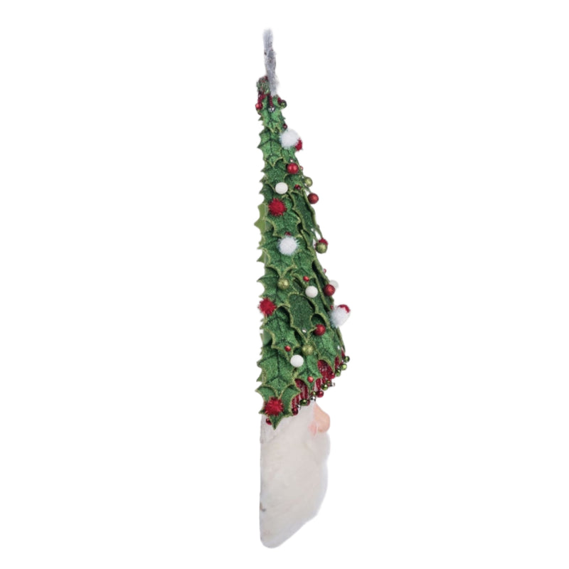 Handcrafted fabric detail on Holly Woods Santa Wall Mask by Katherine’s Collection, SKU 28-428357, GTIN 810074128384.