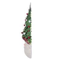 Side angle of Holly Woods Santa Wall Mask featuring sparkled holly leaves and jingle bells, SKU 28-428357, GTIN 810074128384