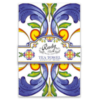 Italian kitchen tea towel set by Rudy Profumi, made of 100% cotton flour sack, machine washable