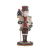 Front view of Katherine’s Collection Admiral Haze L Nuts, SKU 28-428270, GTIN 810074127837, nutcracker in cranberry and green fur-trimmed knits.
