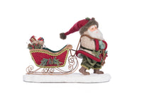 Close-up of gold hand-molded sleigh blade base, Santa Pulling Sleigh Candle Holder, SKU 28-428274, GTIN 810074127868