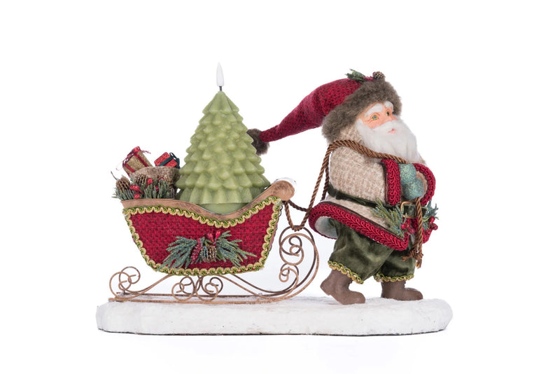Katherine’s Collection Santa Pulling Sleigh Candle Holder, SKU 28-428274, GTIN 810074127868, hand-painted resin holiday decor.