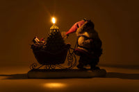 Original packaging for North Country Santa Pulling Sleigh Candle Holder, SKU 28-428274, GTIN 810074127868.