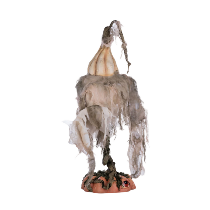 Katherine’s Collection Pumpkin Jack Doll shown hanging from loop attached to gourd stem back view