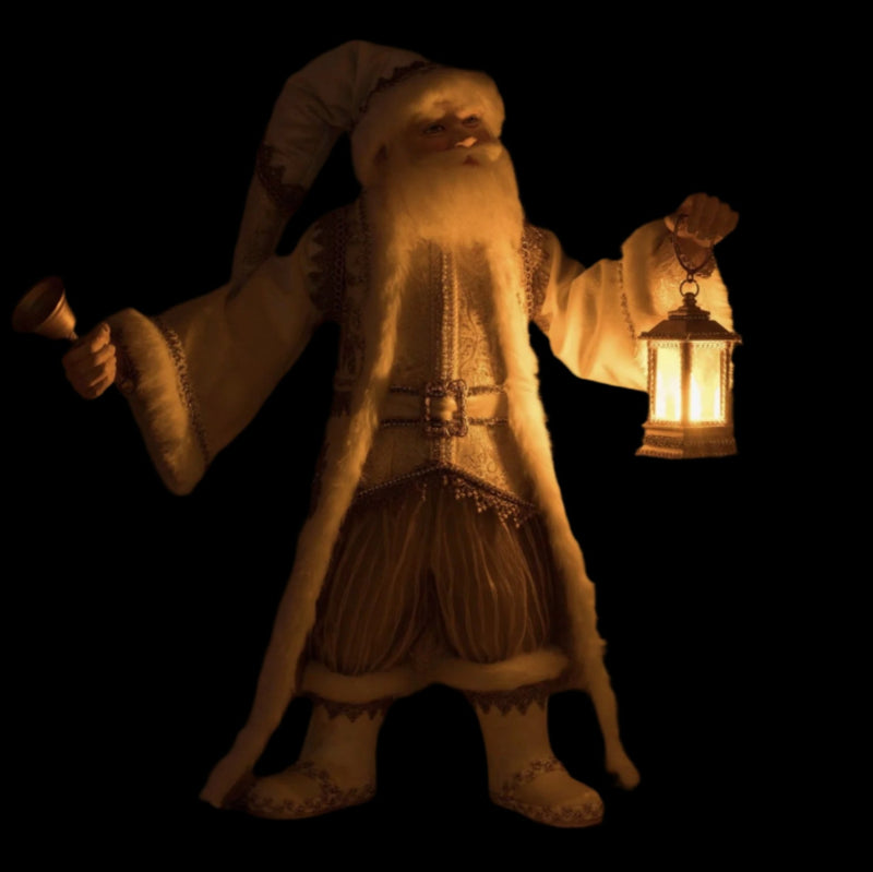 lit+for+night+Katherines+Collection+Golden+Leaf+Santa+Tabletop+28-528752+ 81018707093+Bells+of+Brilliance
