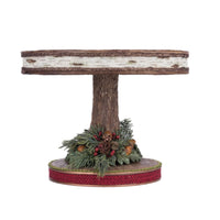 Alt: North Country Cake Plate styled in holiday table setting with pinecones and berries, SKU 28-428267, GTIN 810074127806