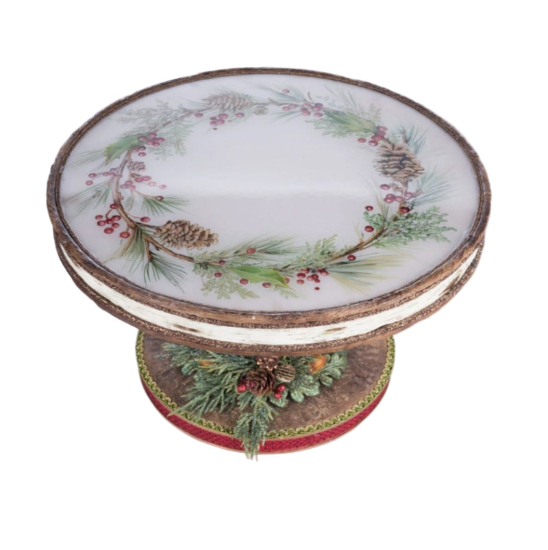 Top view of North Country Cake Plate, SKU 28-428267, GTIN 810074127806, showing hand-painted food-safe tray surface.