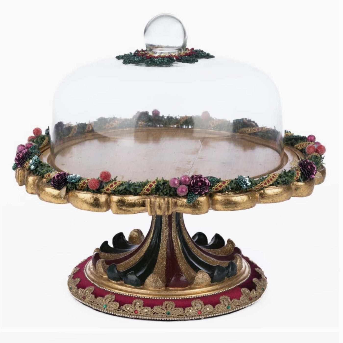 Winter Balsam and Berry Decorative Cloche Serving Piece