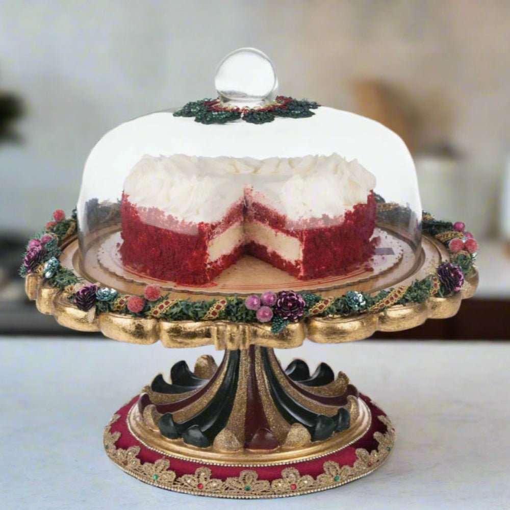 Winter Balsam and Berry Decorative Cloche Serving Piece - Thumbnail 2