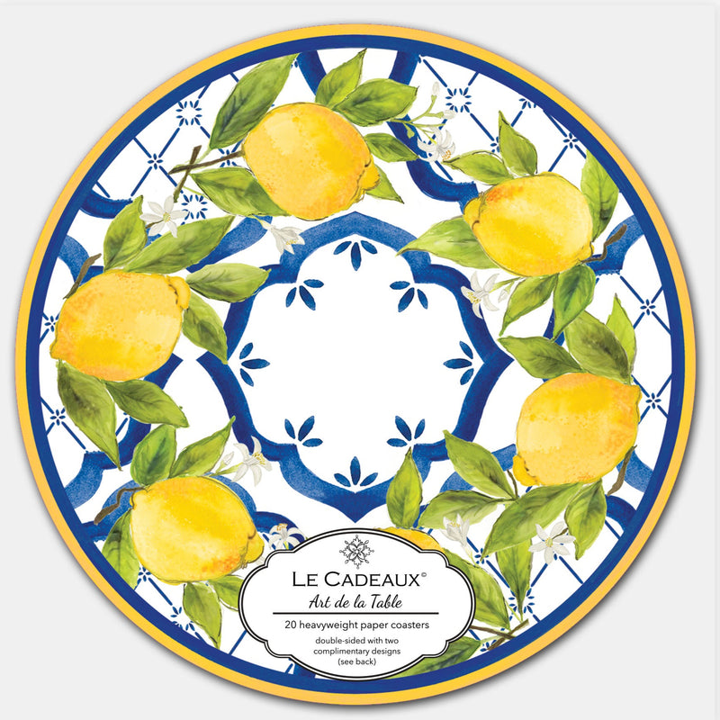 LE+CADEAUX+Palermo+Blue+LEMON+COASTERS+CC-CSPAL