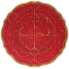 Le Cadeaux Bellini Decorative red plate with gold intricate patterns on a white background item 117BEL